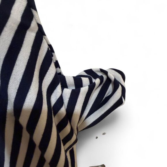 Lane Bryant Women's Navy Blue & White Striped Knee Length Dress w/Keyhole Detail - Picture 3 of 5